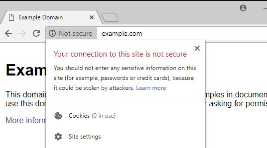 chrome showing website not secure