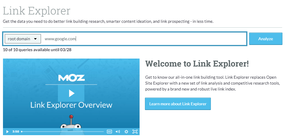 Moz Link Explorer