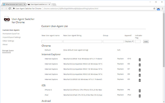 User-Agent Switcher for Chrome