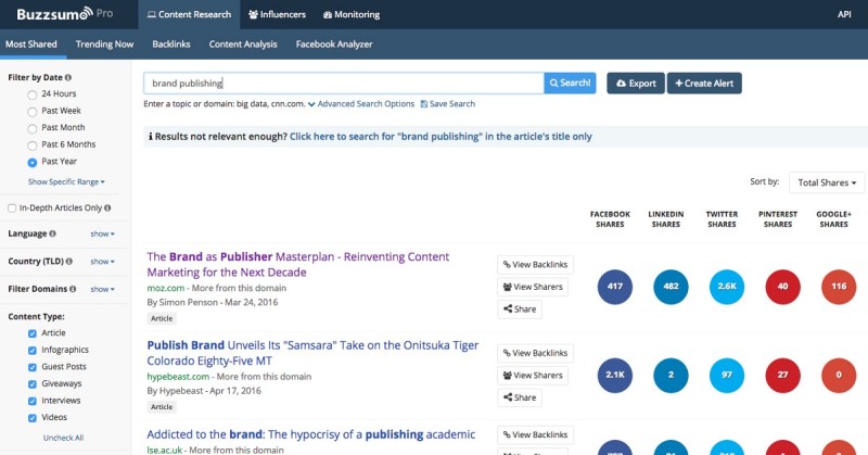 buzzsumo keyword research tool