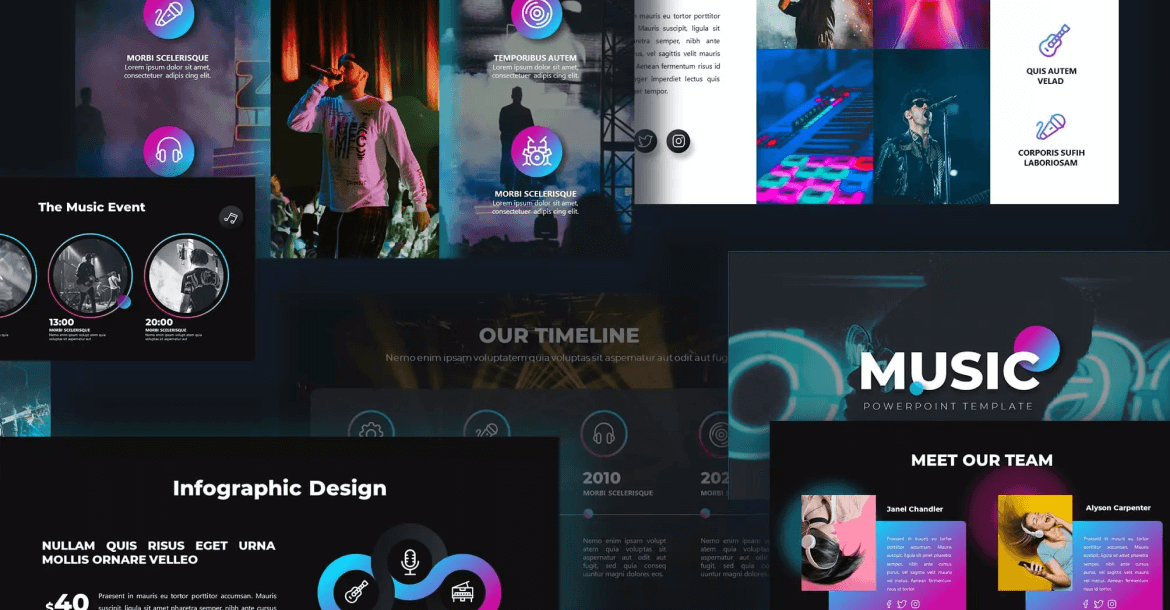 50 Slides Colorful Music Presentation Template 2022: PowerPoint, Google Slides & Keynote