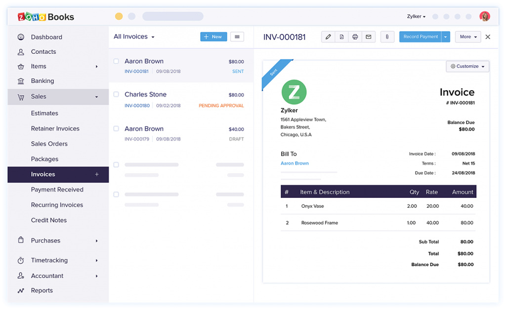 Zoho Invoice