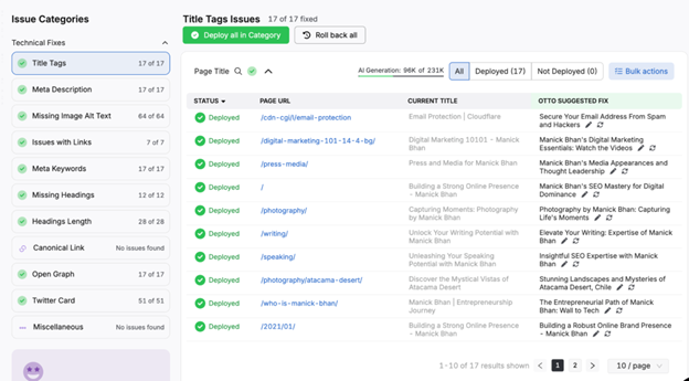 Search Atlas Product Page Optimization