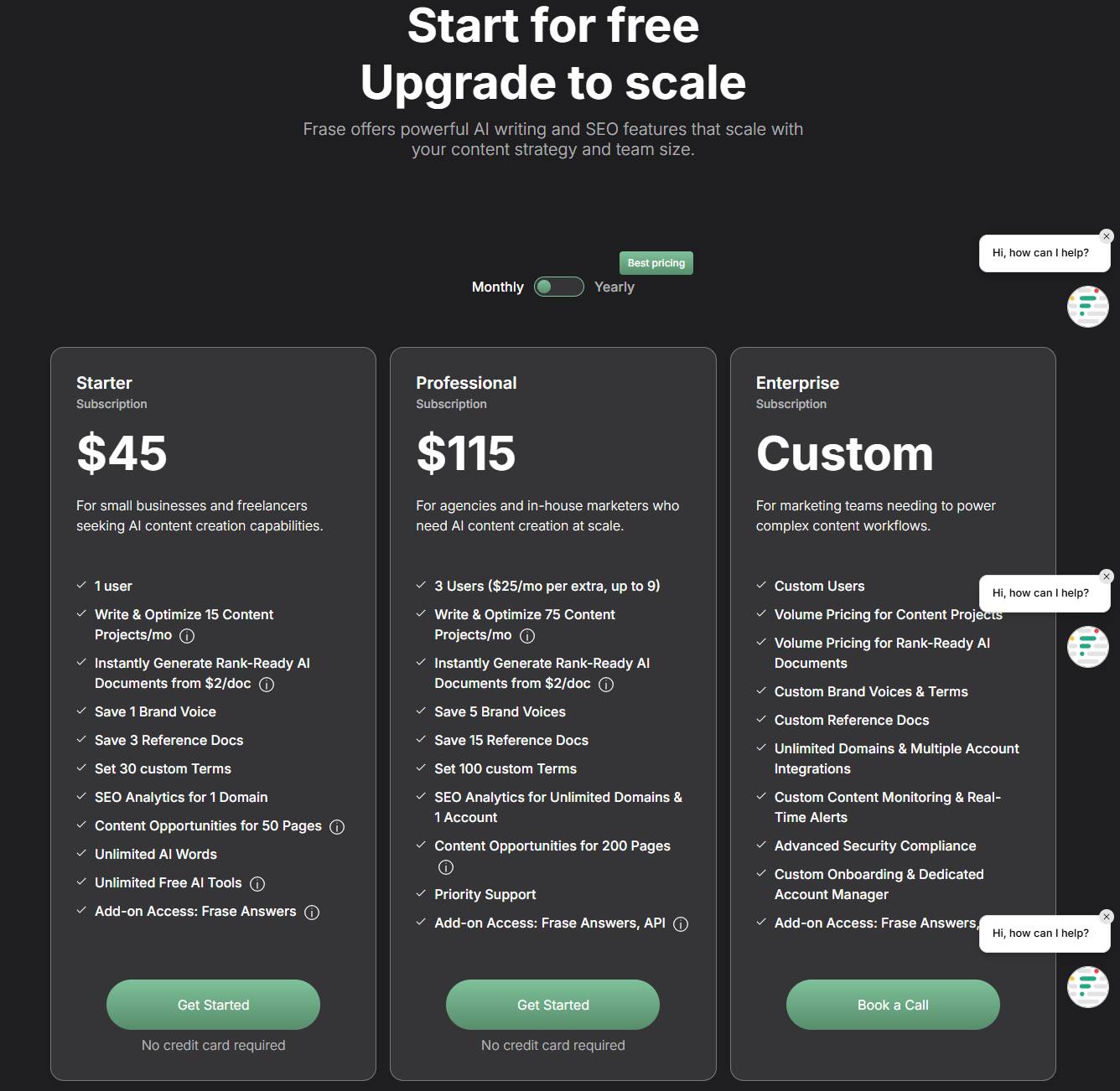 Frase.io Pricing Plans