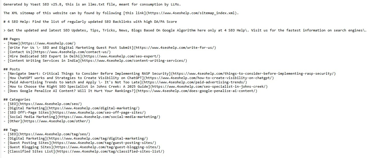 Llms txt File by Yoast SEO