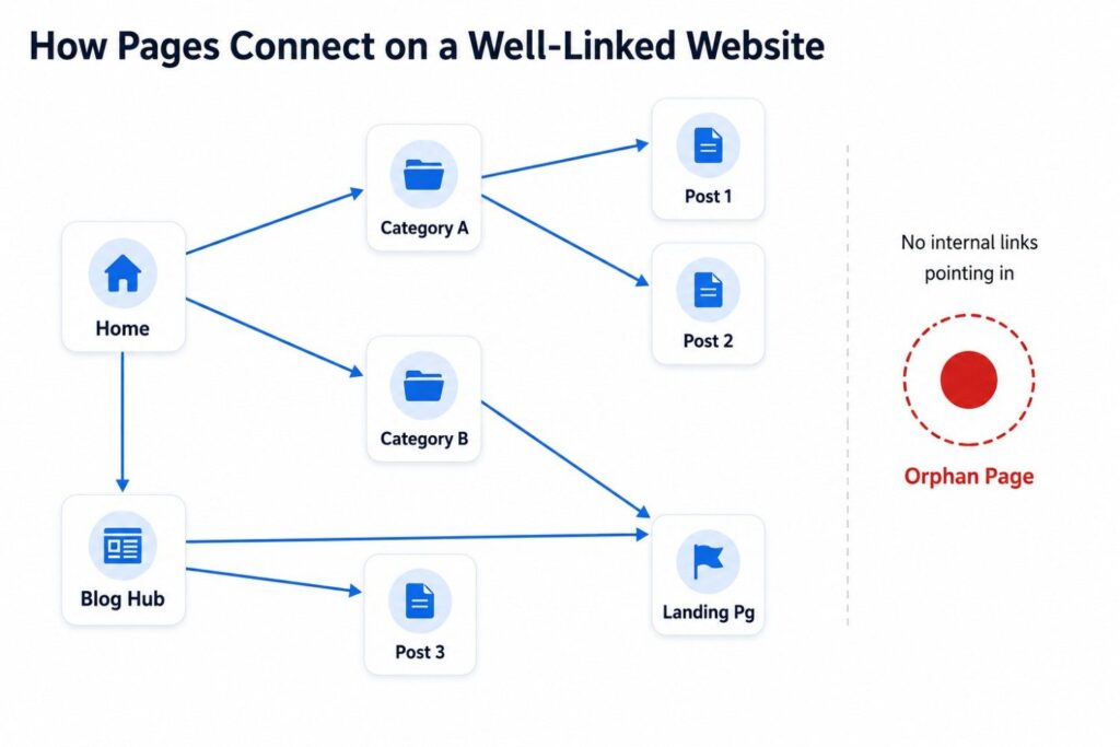 How Pages Connect on a Well-Linked Website